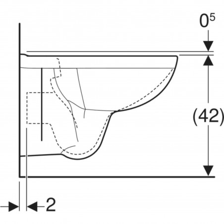 Hollow-bottomed wall-hung toilet bowl, 52 x 35.5 cm, BASTIA model
