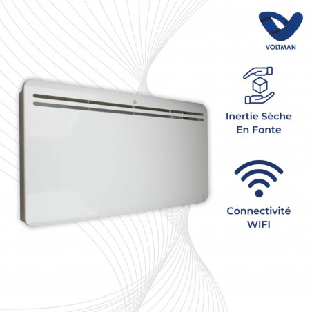 Radiador de inercia seca de hierro fundido de 2000 W con conexión wifi, programable, blanco