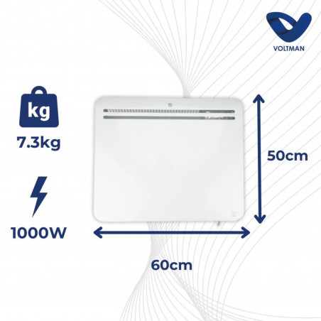 Heizkörper mit Wifi-Anschluss und programmierbarem Gusseisen-Trockenträgheitsmoment, 1000 W, weiß