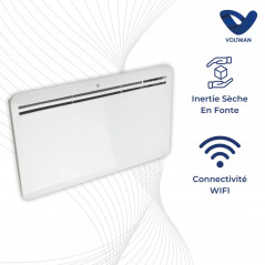 Radiador de hierro fundido de inercia seca programable de 1500 W con conexión wifi, blanco