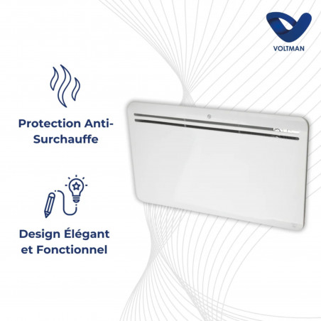 Radiatore a inerzia secca in ghisa programmabile da 1500 W con connessione Wifi, bianco