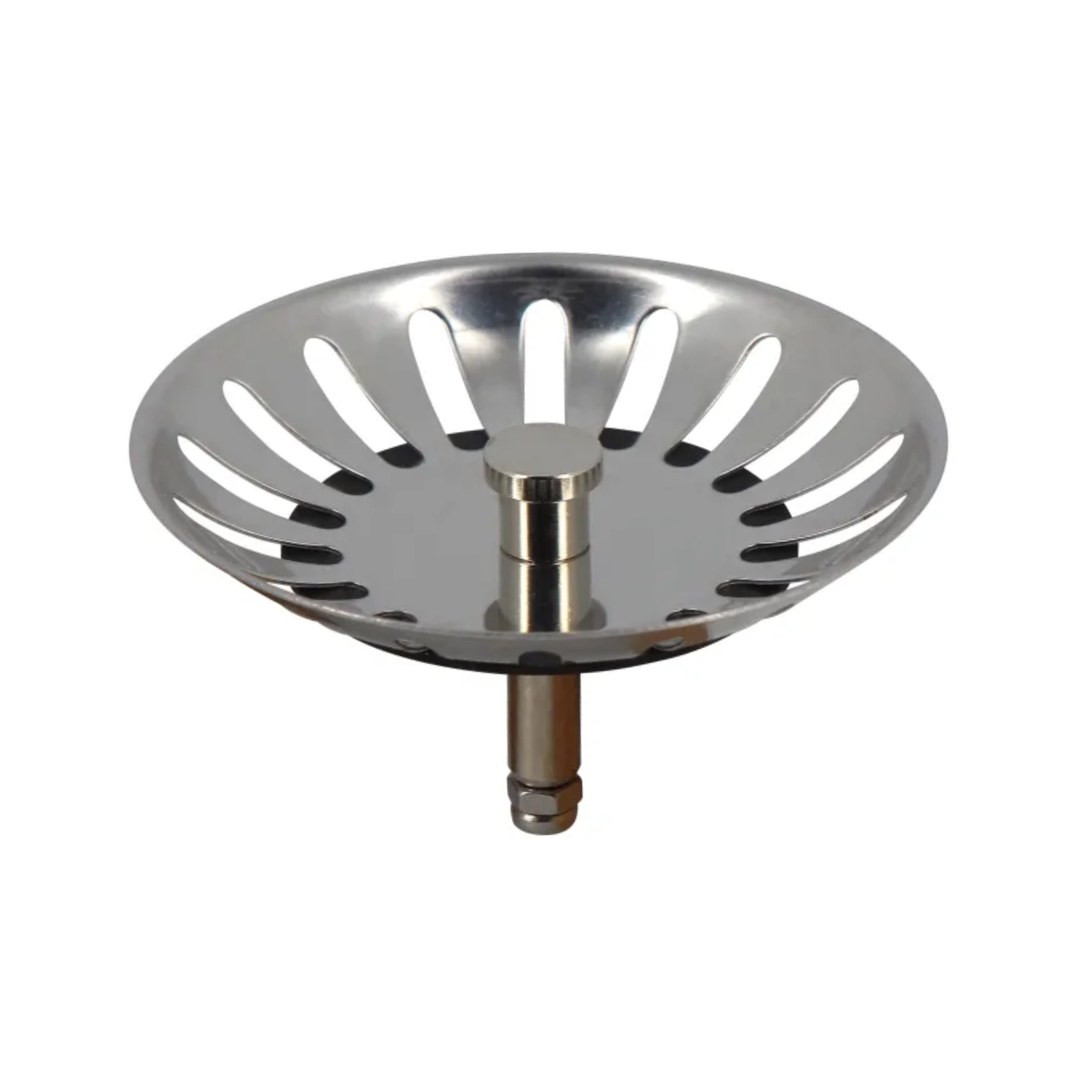 Abnehmbarer Korb aus Edelstahl Durchmesser 81 mm für Spülenabfluss mit Zugstange oder drehbar, 18 Löcher