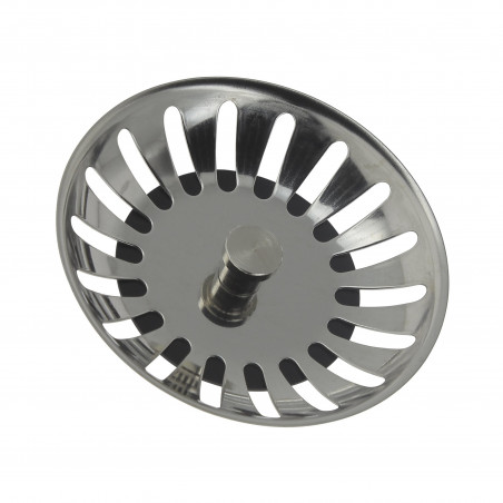 Abnehmbarer Korb aus Edelstahl Durchmesser 81 mm für Spülenabfluss mit Zugstange oder drehbar, 18 Löcher