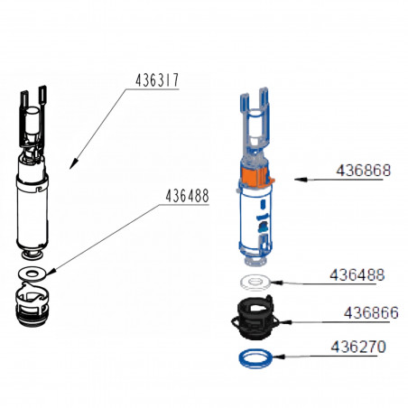 Junta de descarga para mecanismo de cisterna empotrada de WC VitrA