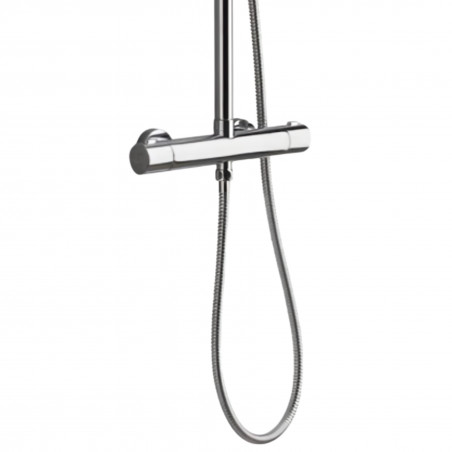 Colonna doccia con rubinetto termostatico, soffione da 20 cm e doccetta a 3 getti.