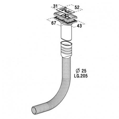Rectangular Overflow Kit For Sauce Trays With Corrugated Tube, NICOLL, 0411523