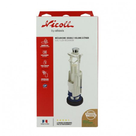 Mecanismo De Inodoro De Ahorro De Agua De Doble Volumen Con Soporte, Orificio De Ø 40 Mm., NICOLL, 0702111