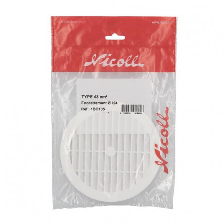 Classic PVC : Round for pipe D.124 white with screen