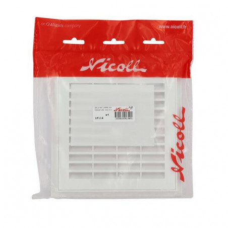 Square Pvc Ventilation Grille, Sealable, Removable, With Closure 176X176 Mm, White, NICOLL, 1F114