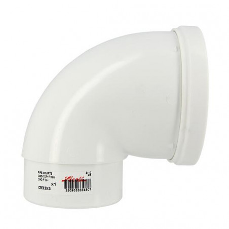 Short 90-Degree Male Wc Waste Pipe, 40 Mm Straight Connection, NICOLL, CW33H3