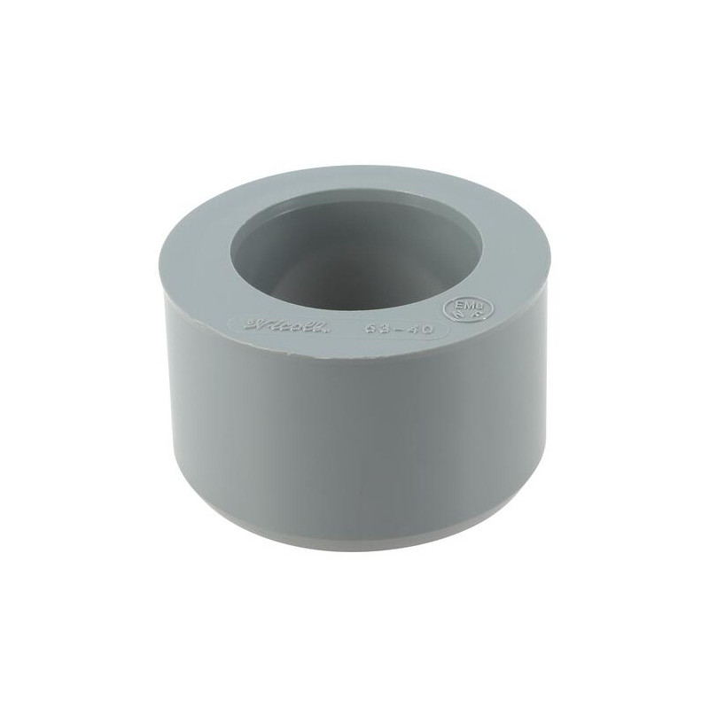 Eingebautes PVC-Reduzierstück, männlich 63 mm, weiblich 40 mm. Eingebautes PVC-Reduzierstück, männlich 63 mm, weiblich 40 mm.