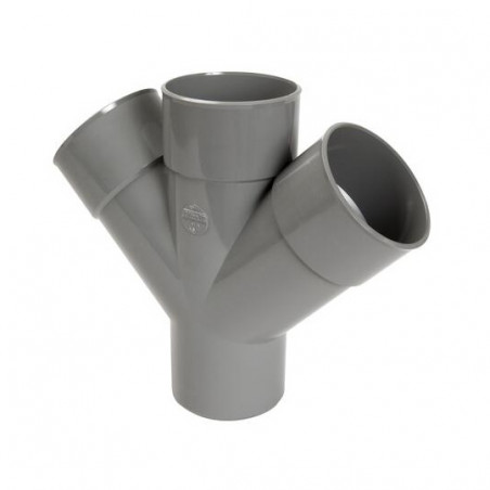 PVC-Kreuz 45°, männlich/weiblich, Durchmesser 90mm.