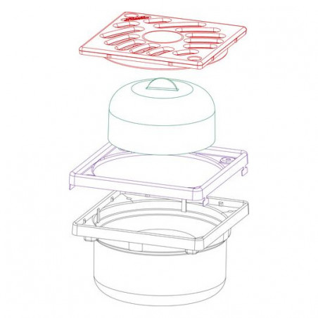 Siphonnette 97x97 mm avec grille en PVC blanc, emboitement Ø93/50/40 mm NICOLL SIHJ10 - Image 5/5