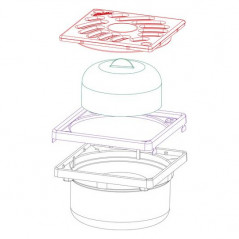 97x97 mm siphon with stainless steel grid, spigot Ø93/50/40 mm