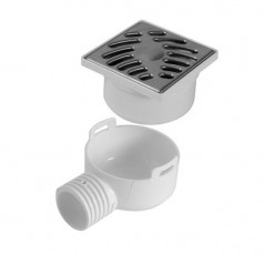 Siphon de cours horizontal 40/50, grille en Inox, 97x97 mm NICOLL SIHJ10IH - Image 1/3