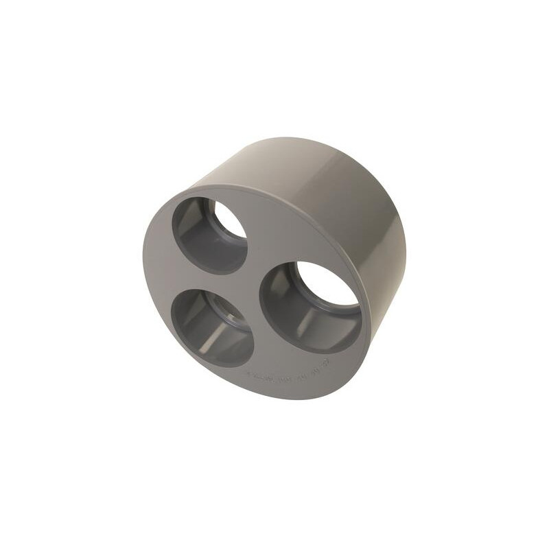 Ingebouwde verloopstekker PVC mannetje 100 mm, vrouwtje 40/40/32 mm.