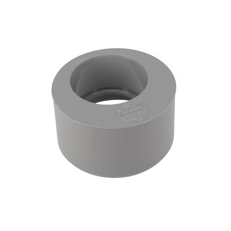 Built-in reduction plug PVC male 100 mm, female 63 mm.