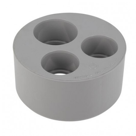 Built-in reduction plug PVC male 125 mm, female 50/40/40 mm.