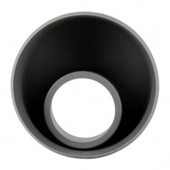 Eingebauter PVC-Reduzierpuffer, männlich 125 mm, weiblich 63 mm.