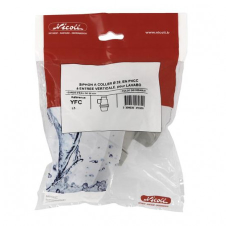 Vertical Bottle Siphon Pvc Diameter 32 Mm, NICOLL, YFC