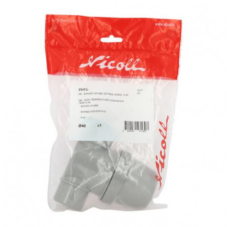 Sifone Orizzontale Per Bottiglie In Pvc Da 40 Mm Di Diametro, NICOLL, YH1C