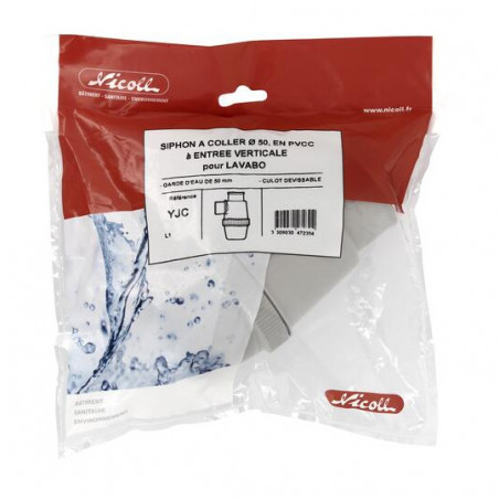 Siphon bouteille vertical PVC diamètre 50 mm