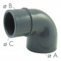Codo PVC presión 90° hembra 50 mm, macho 50 hembra 40 mm Codo PVC presión 90° hembra 50 mm, macho 50 hembra 40 mm