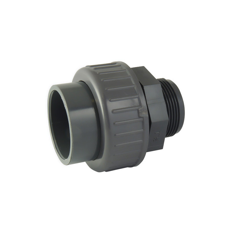 3-delige PVC gemengde drukfitting, vrouwelijk 25 mm, mannelijk 20x27