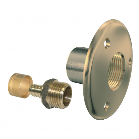 Bulkhead Bracket D.12 Female 15X21 Raw Brass, WATTS, 006509