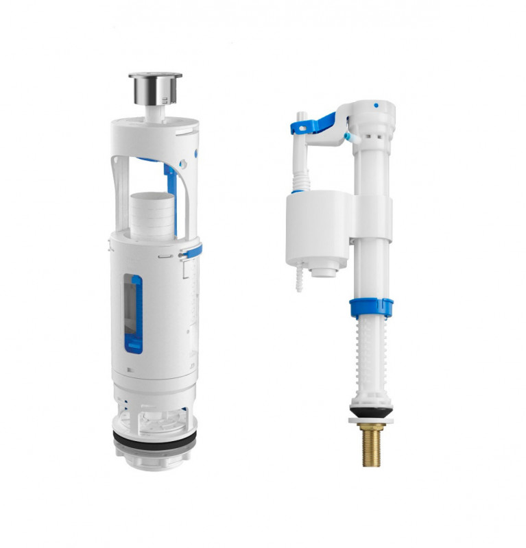 Mécanisme universel double débit avec robinet flotteur alimentation verticale Mécanisme universel double débit avec robinet flotteur alimentation verticale