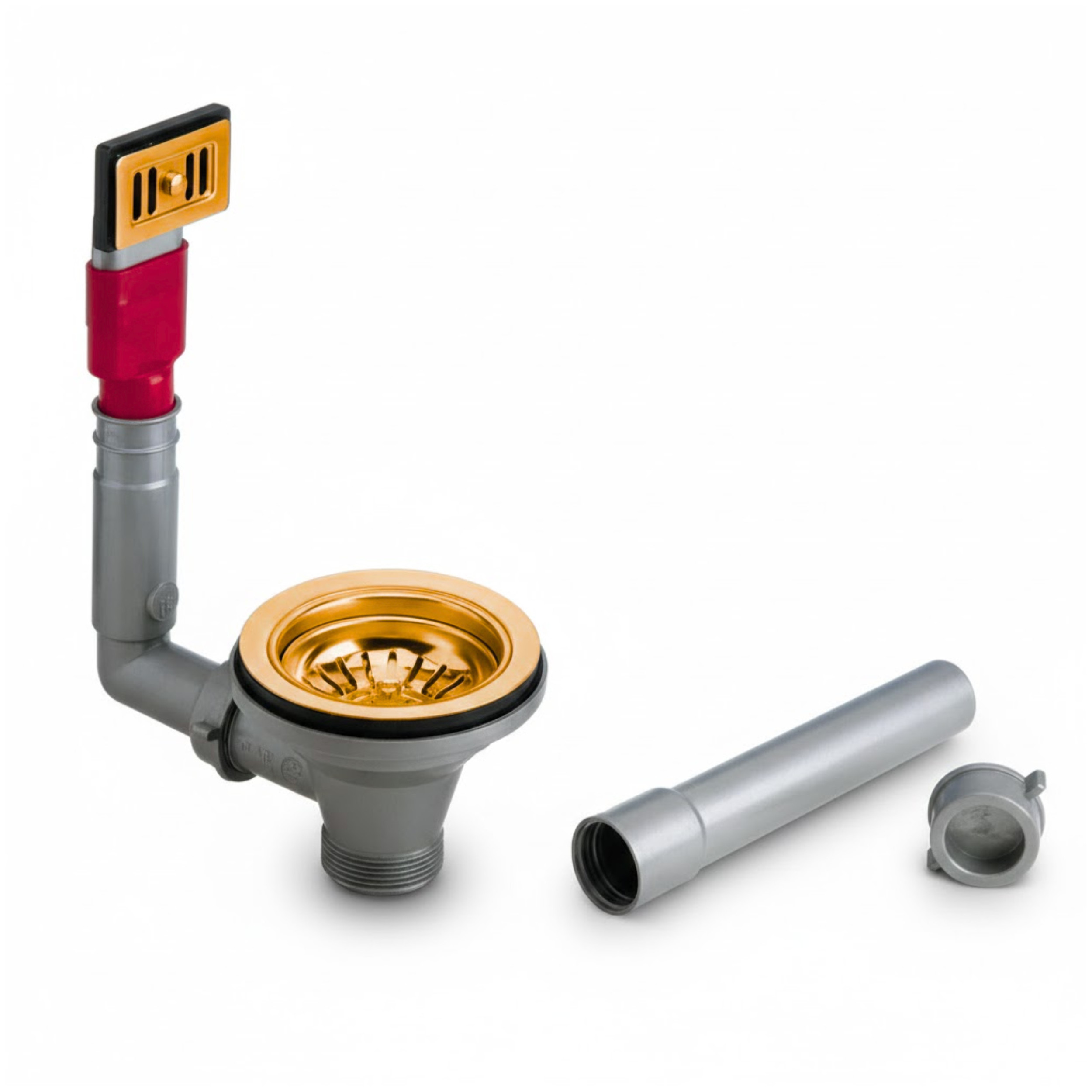 Mandafvoer met rechthoekige overloop, diameter 90 mm, afwerking satijnbrons