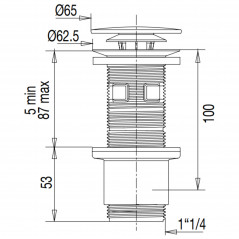 Bonde universelle blanc satiné NF lavabo ou vasque, clapet digiclic ou fixe, h. 100 mm sécable