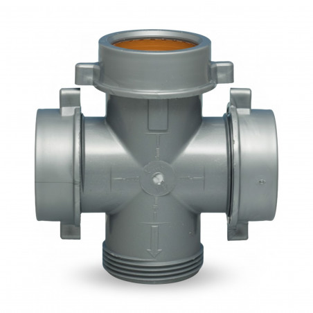 Raccord en croix 4 sorties Ø40 mm – 1"1/2 pour vidage évier Lira 8.2402.05 - Image 1/2