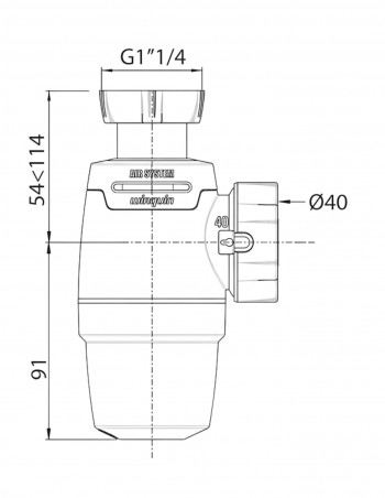 Siphon évier NEO AIR, hauteur réglable, entrée 40X49, sortie Ø40 mm WIRQUIN 30722146 - Image 3/4
