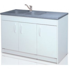 Meuble sous évier KIT en 120cm blanc GENTE 3 portes