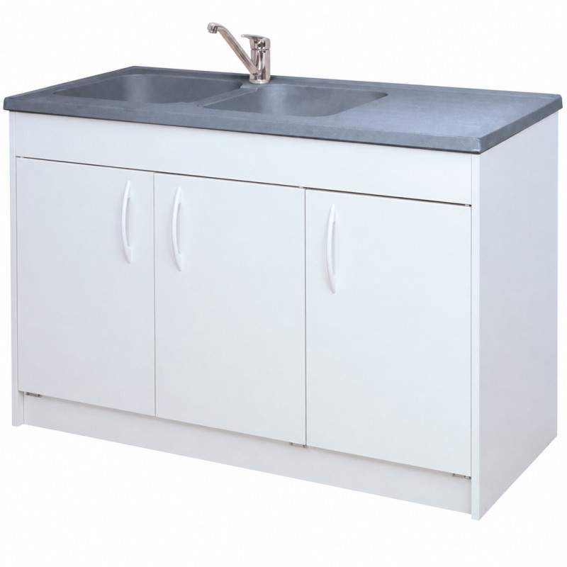 Unterschrank KIT in 120cm weiß GENTE 3 Türen (ohne Spüle)