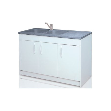 Meuble sous évier KIT en 120cm blanc GENTE 3 portes