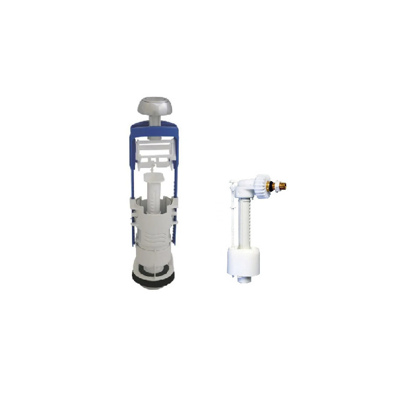 Ensemble mécanisme WC simple débit interrompable et robinet flotteur silencieux REGIPLAST