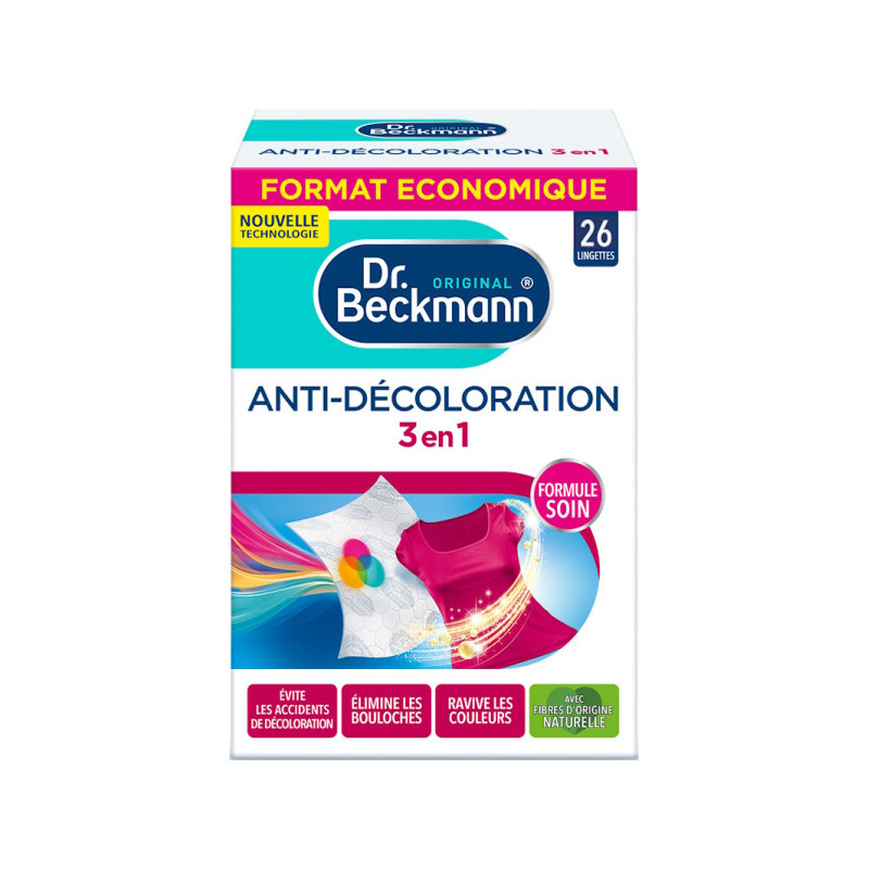 Lingettes anti-décoloration x 26, 3 en 1 DR BECKMANN
