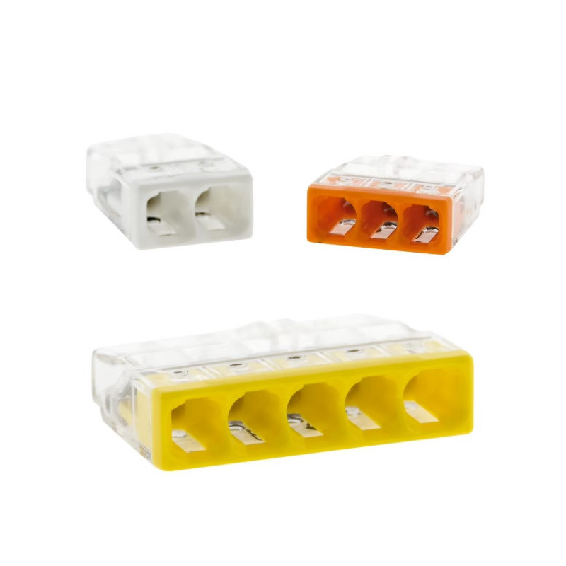 Lot de 50 bornes WAGO S2273- 15x2 entrées 30x3 entrées 5x5 entrées pour fil rigide de 0.5 à 2.5mm