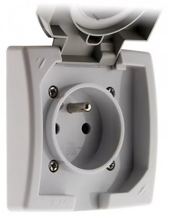 PRISE 2 POLES + TERRE GRIS ENCASTRABLE ETANCHE IP44 131781