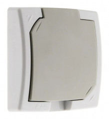 Prise 2P+T 16A grise encastrable étanche IP44 HBF TAMARIS