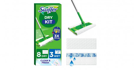 SWIFFER KIT BALAI + 8 LINGETTES DRY + 3 LINGETTES WET 994186