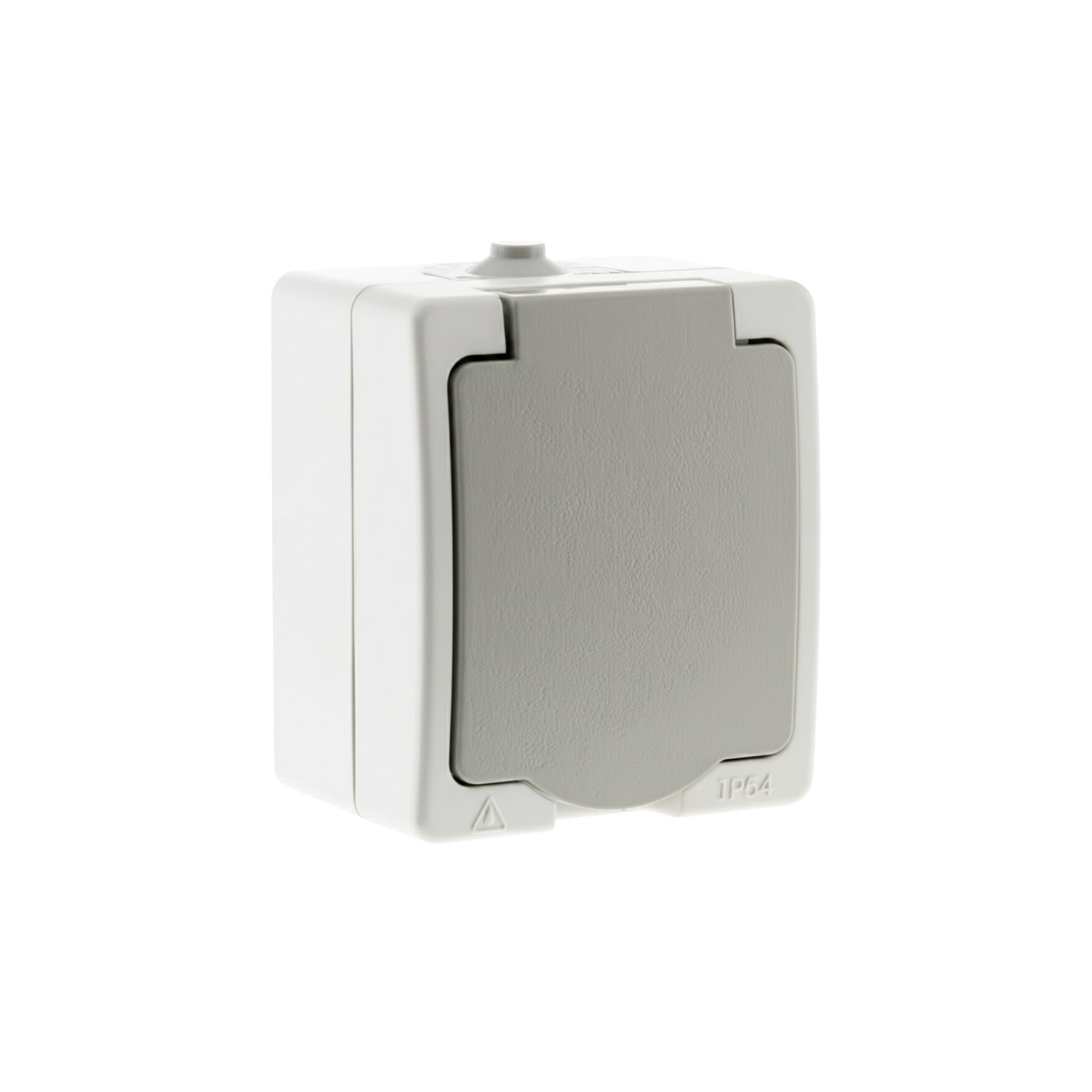 Prise 2 pôles + terre en saillie étanche modèle AKYA blanc et gris ZENITECH 131827 - Image 1/4