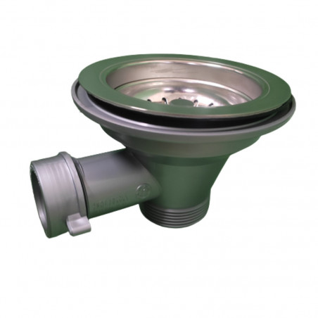 Piletta manuale per lavello diametro 90mm con uscita per troppo pieno diametro 32mm LIRA 1745.737 - Immagine 2/2