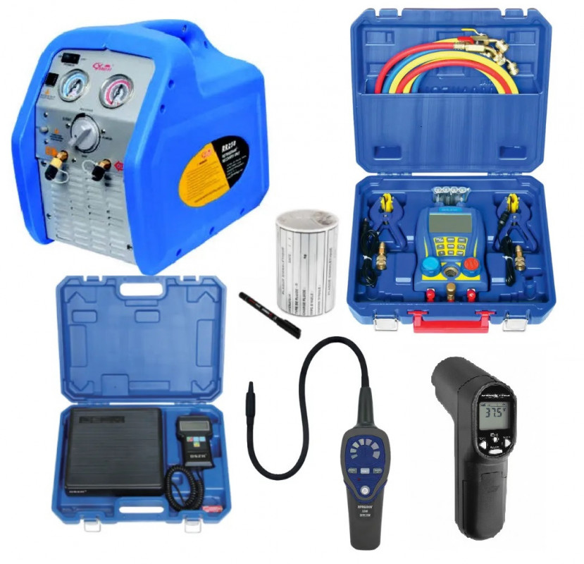 Pacchetto attrezzature frigorifere attestazione compatibile con tutti i fluidi e R 32 elettronico