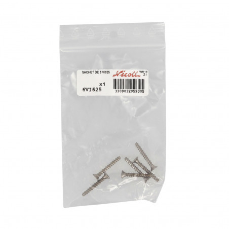 Tornillo para abrazadera NICOLL ø3,6 x 25 mm, paquete de 6 piezas
