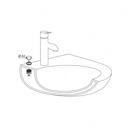 Cache-trou en inox pour lavabo, diamètre 43 mm