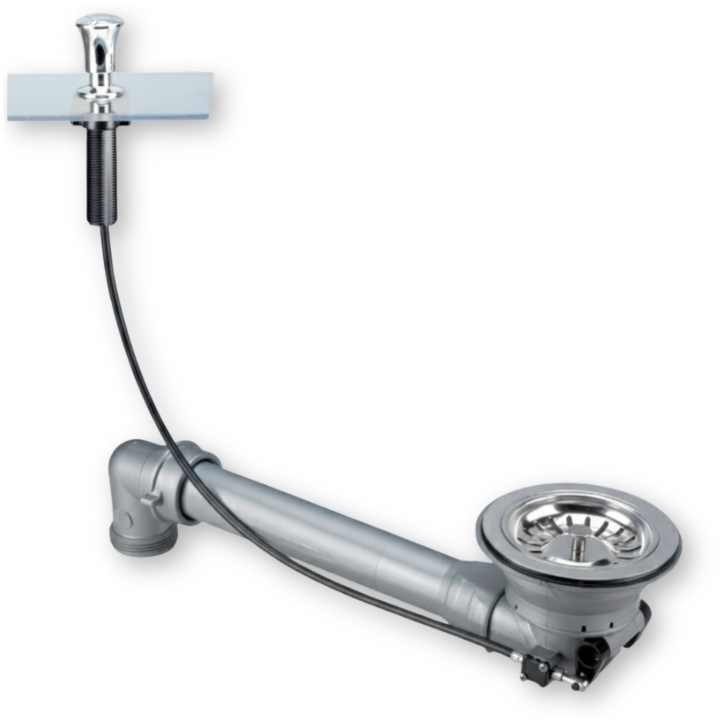 Piletta lavello automatica 90 mm risparmio di spazio senza troppo pieno, cromata LIRA 1955.500 - Immagine 1/3