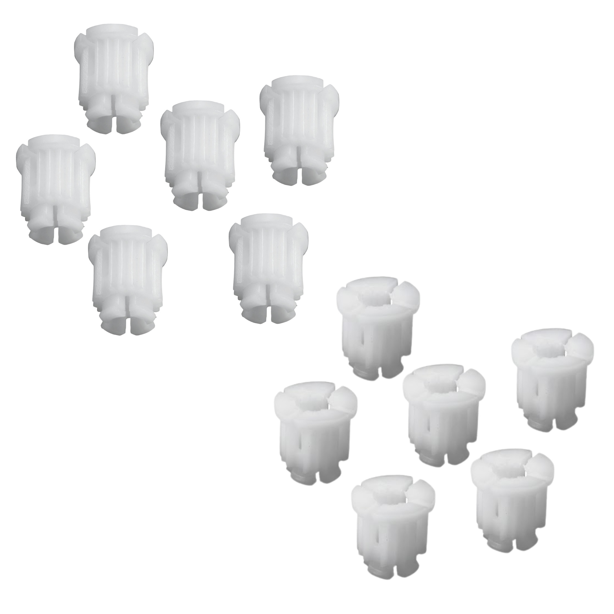 White plastic clip, bag of 10 pieces.